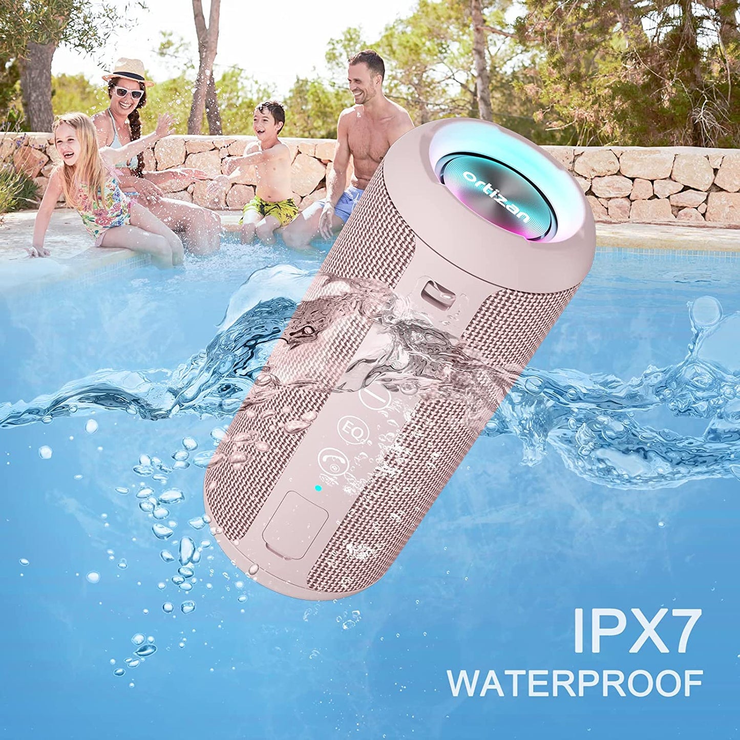 Portable Bluetooth Speaker, IPX7 Waterproof Wireless Speaker with 24W Loud Stereo Sound, Outdoor Sport Speakers with Bluetooth 5.0, 30H Playtime,66Ft Bluetooth Range,Tws Pairing for Home,Party