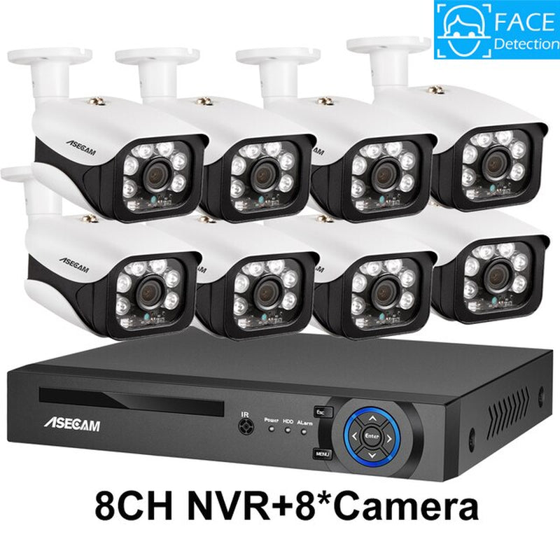 4K Ultra HD 8MP Ai Face Detection Security Camera System POE NVR Kit CCTV Video Record Outdoor Home Human Surveillance Camera