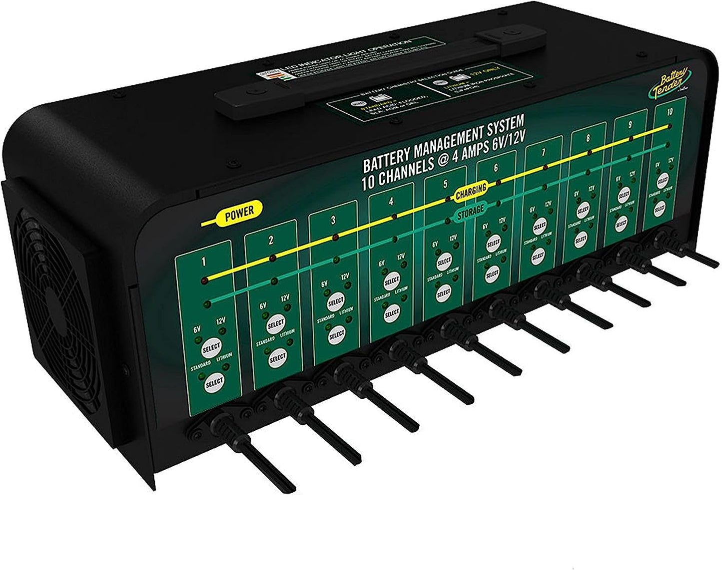 10 Bank Battery Charger and Maintainer, 12 or 6 Volt 4 AMP for Charging Automotive and Marine Batteries