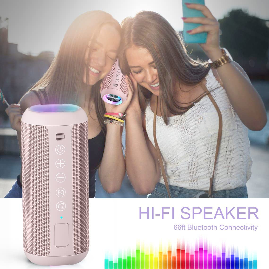 Portable Bluetooth Speaker, IPX7 Waterproof Wireless Speaker with 24W Loud Stereo Sound, Outdoor Sport Speakers with Bluetooth 5.0, 30H Playtime,66Ft Bluetooth Range,Tws Pairing for Home,Party