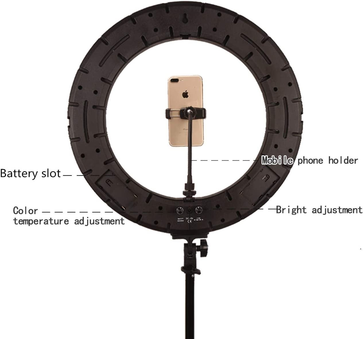 18" 60W Dimmable 3200-5600K LED Ring Light, Photography Lighting Makeup Selfie Beauty Lighting Eyebrow Tattoo Lamp Studio Video Shooting Circle Light Kit with Stand,Mirror,Carrying Bag