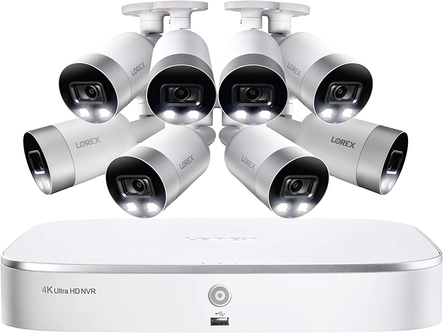 4K Security Camera System,8-Channel 2TB NVR with 8 Indoor/Outdoor Wired IP POE Metal Bullet Cameras with Smart Motion Detection Surveillance, Active Deterrence and Color Night Vision