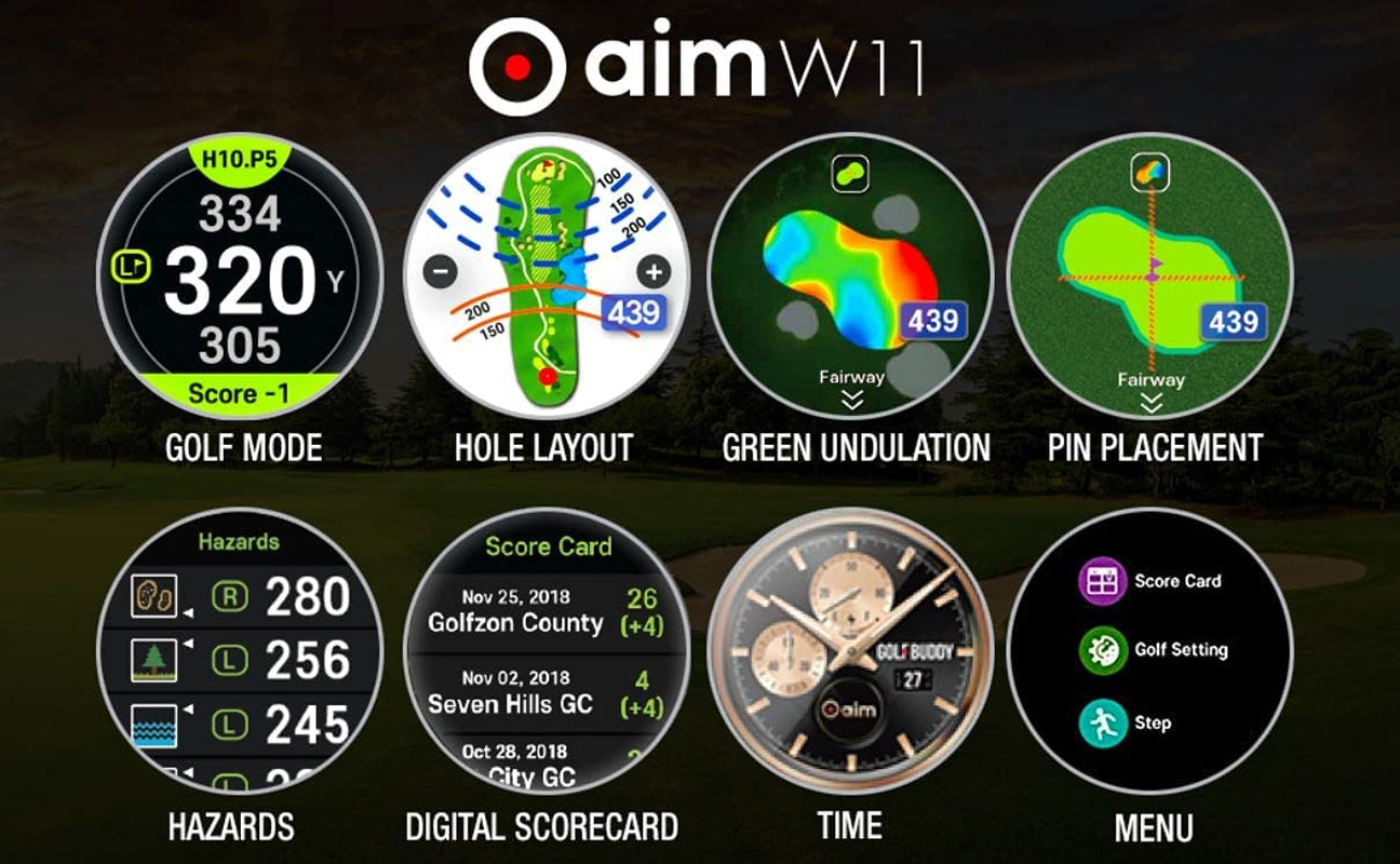 Golf Buddy Aim Golf GPS Watch, Premium Full Color Touchscreen, Preloaded with 40,000 Worldwide Courses, Easy-To-Use Golf Watches