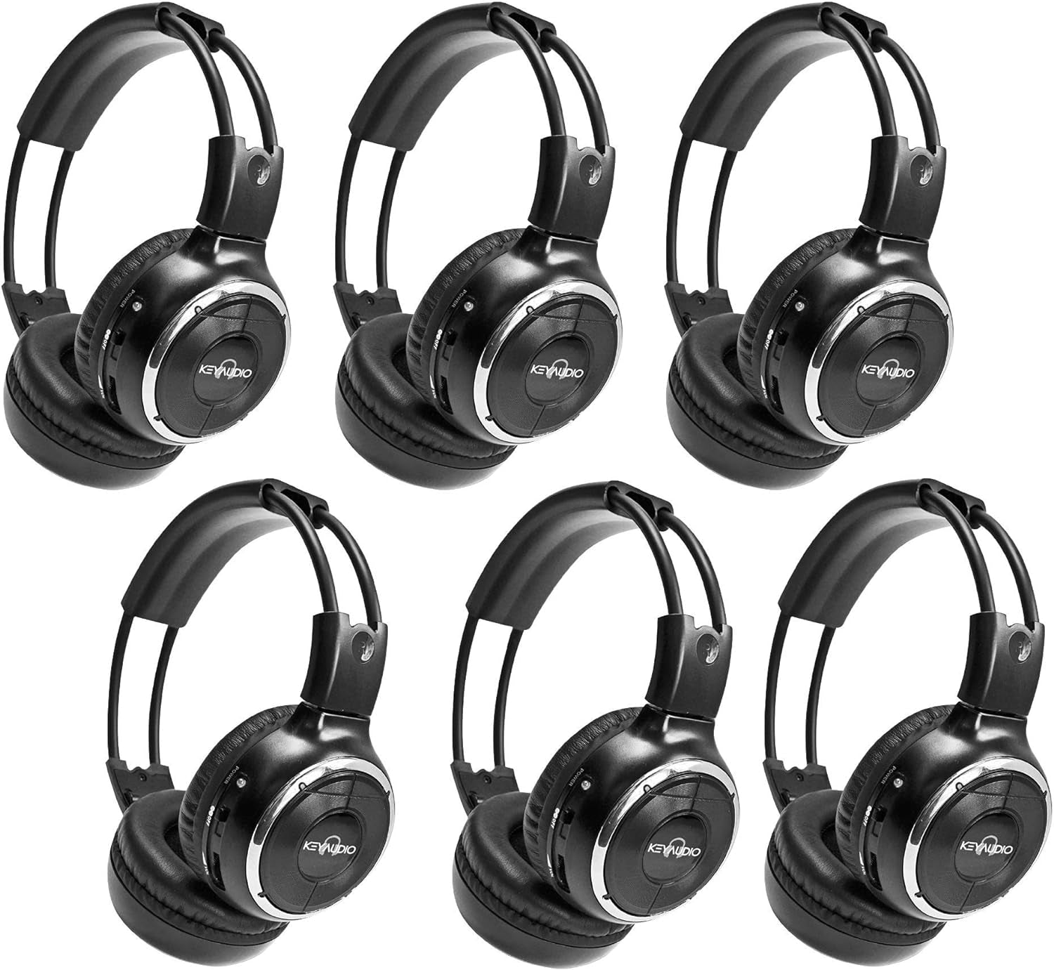 RP Accessories IR-2008B Infrared Wireless Headphones, 2-Channel Folding Universal Rear Entertainment System IR Headphone for Car TV and DVD Player Audio, Set of 6