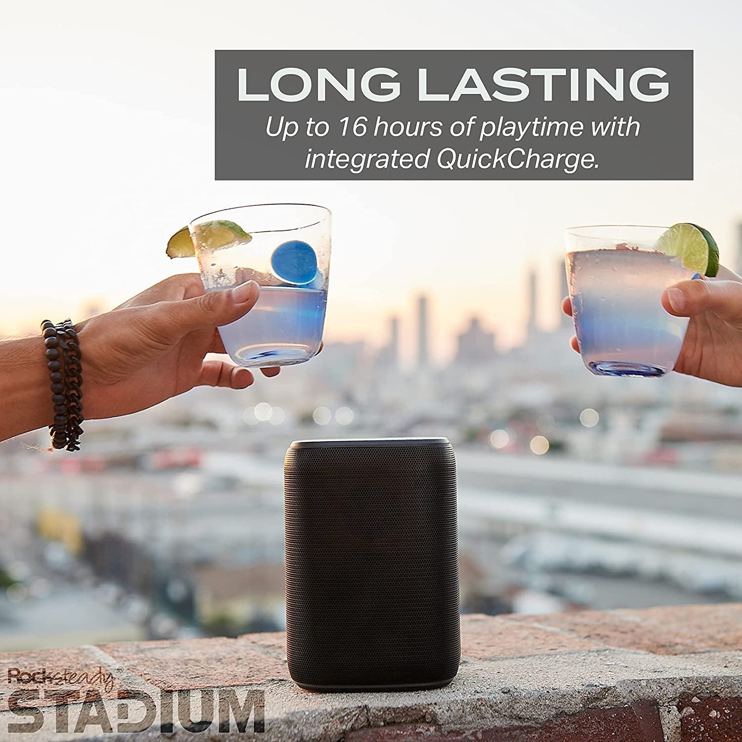 Rocksteady Stadium Portable Bluetooth Speaker Wirelessly Connectible (1 Speaker) - for Indoors & Outdoors - up 30 Hour Battery Life